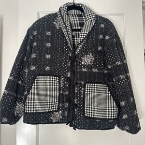 THE GREAT. Black and White Patterned Jacket